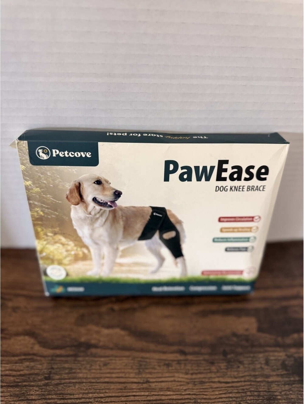 Paw Ease Medium Dog Knee Brace Black Open Box Adjustable